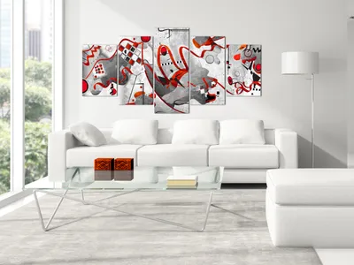 Produktbild von Akustikbild Abstrakt 200x100 cm Bilder Akustikschaum Hochleistungsschallabsorber Schallschutz Leinwand 5 tlg Wandbild Raumakustik Schalldämmung l-A-0024-b-m