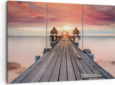 Produktbild von Bild auf Leinwand - Leinwandbild - 3 Teile - Brücke Holz Spaziergang - 105x70cm - Wand Bild - Wanddeko - Wandbilder - Leinwanddruck - Bilder - Wanddekoration - Leinwand bilder - CE105x70-4916