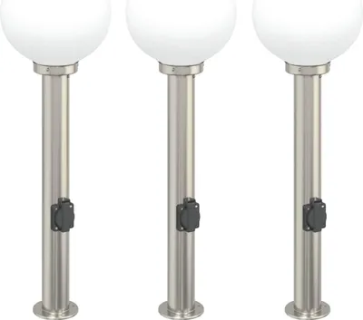 Obrázek produktu pro Světelné sloupky s vývodem 3 ks 80 cm nerezová ocel IP44