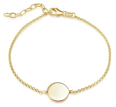 Produktbild von MATERIA by Matthias Wagner Gold Armband mit Gravur Silber 925 vergoldet mit runder Gravurplatte 16-19cm SA-157-Gold