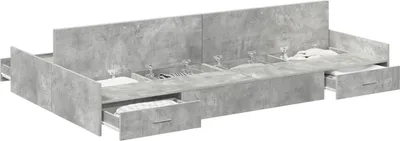 Image de Cadre de lit avec rangement avec tiroir Gris béton 120 x 200 cm