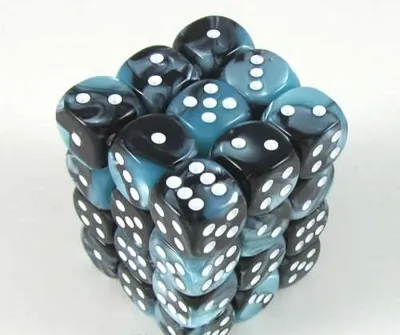 Produktbild von Chessex Chessex Gemini Schwarz-Muschel/Weiß D6 12mm Würfel Set 36 Stück