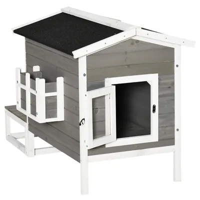 Produktbild von PawHut Katzenhütte Katzenhaus Katzenklappe Kleintierhaus Katzen Wetterfest