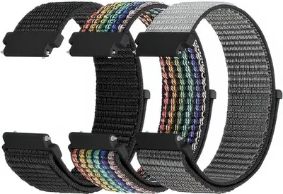 Image de Text: Bracelets de montre en nylon respirants 18–24 mm universels 3 pcs