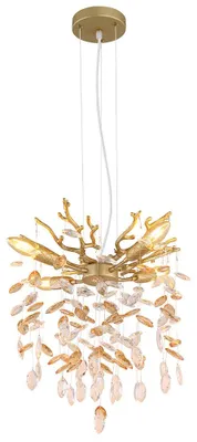 Produktbild von LED Hängeleuchte QUEENA, Metall, Glaskristalle, Gold, Höhenkürzbar