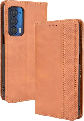 Produktbild von Mobigear Sensation  Motorola Edge (2021) Hülle Klapphülle Geldbörse - Cognac