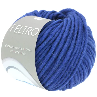 A ball of blue yarn with a label.
