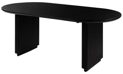 Produktbild von MASSIVMOEBEL24.DE Esstisch oval Mango 180x90x45x76 schwarz lackiert BARCELONA #127