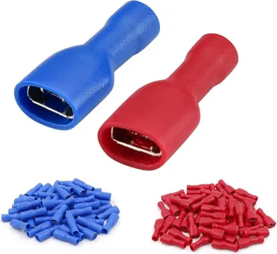 Produktbild von 120 Stück Kabelschuhe Elektrische Verbinder Isolierte Kabelschuhe Set Crimpverbinder Flachstecker KFZ Flachstecker Sortiment Set