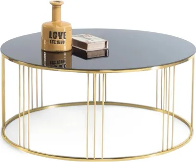 Image de Une table basse remarquable de forme ronde avec un piètement en métal doré