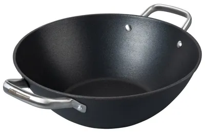 Gusseisen-Wok 32 cm, Antihaftbeschichtung, für alle Herdarten