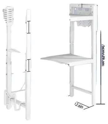 Obrázek produktu pro Police pod mikrovlnnou troubu, výškově nastavitelná, prostorově úsporný design, dvoupatrová, 40–60 cm, bílá
