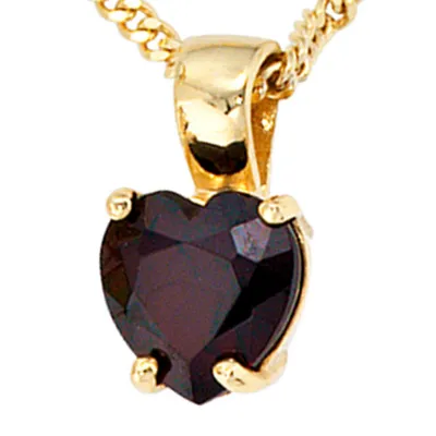 Produktbild von Herzanhänger Anhänger Herz aus Granat rot 333 Gold Gelbgold für Damen