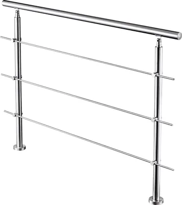 Produktbild von AICA Handlauf 180cm Geländer 3 Querstäbe Treppengeländer Brüstung 201 Edelstahl