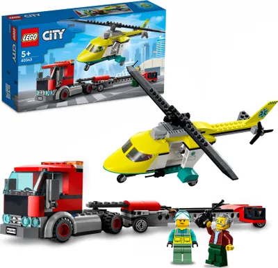 Produktbild von LEGO 60343 City Hubschrauber Transporter, Spielzeug ab 5 Jahren mit LKW, Rettungshubschrauber und Minifiguren, Geschenkidee