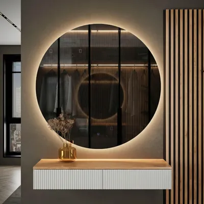 Produktbild von Planetmöbel AMYRA Konsolentisch 100 cm in Gold Eiche / Weiß mit LED Spiegel NOVA 100cm