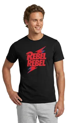Produktbild von Spreadshirt David Bowie Rebel Rebel Mit Blitz Männer T-Shirt, M, Schwarz