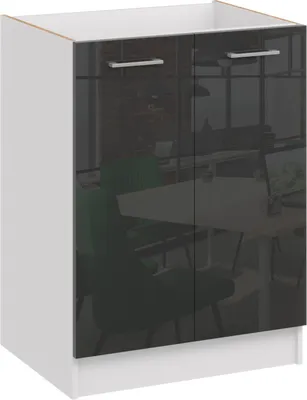 Produktbild von Roe Furniture | Küchenunterschrank 60 cm - Schwarz – Schwarz Glänzend - Platzsparend und Vielseitig - Ohne Arbeitsplatte - Unterschränke Küche - D60