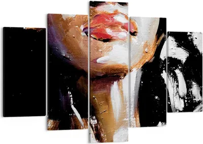 Produktbild von Bild auf Leinwand - Leinwandbild - 5 Teile - Öl Mund Frau - 150x100cm - Wand Bild - Wanddeko - Wandbilder - Leinwanddruck - Bilder - Wanddekoration - Leinwand bilder - Wandbild - EA150x100-4724