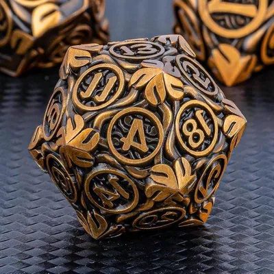 Immagine prodotto di DND Tafelrolenspiel - Polyhädrige Würfel - Unikat - 1,8 cm - Gold - Tischrolenspielset
