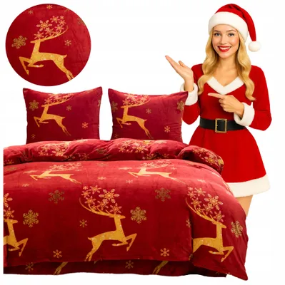 Produktbild von Baumwolle world Weihnachts Rentier Plüsch Bettwäsche 160x200 3-teilig warm