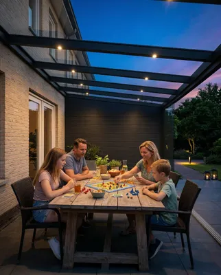 Produktbild von Aluminium Terrassenüberdachung Salzburg Anthrazit mit Glas Klar