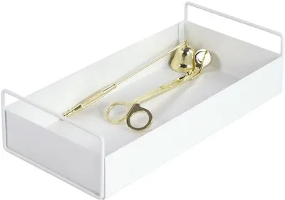 Productafbeelding van Ibenzoa® Rechthoekig metalen dienblad – mat wit, 31 x 15,5 x 8 cm, serveerblad & decoratie, geschikt als basis voor een adventskrans