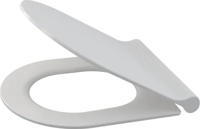 A white toilet seat and lid, shown from a slightly elevated side angle, with the lid open.