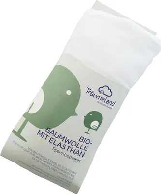 Produktbild von Träumeland Spannbettlaken Baumwolle mit Elasthan weiß 60 x 120 cm + 70 140