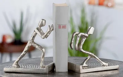 Zdjęcie produktu dla Gilde Buchstützen, "Hold", Aluminium, silberfarben, L. 8.5 cm, B. 16 cm, H. 18 cm 68902 4063387689028 2 Stück (2-fach sortiert)