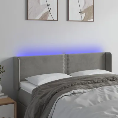 Produktbild von vidaXL LED Kopfteil Hellgrau 147x16x78/88 cm Samt - LED Kopfteil - LED Kopfteile - Kopfteil - Bett-Kopfteil