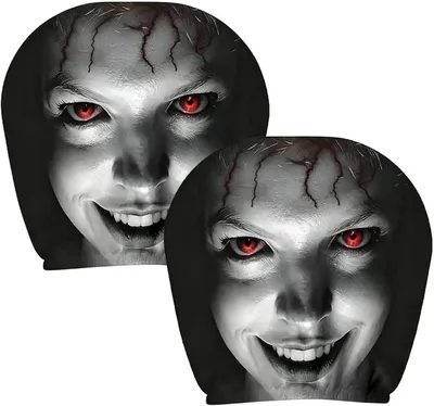 Produktbild von Auto-Kopfstützenbezüge 2 Stück - 26x28cm - Kopfstützenbezüge - Halloween Design - Elastischer Bezug - waschbar - für Auto, SUV und LKW - Schwarz
