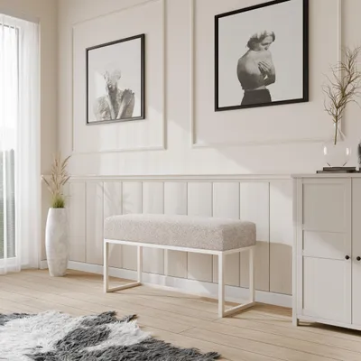 Produktbild von Moder Moderne gepolsterte Sitzbank mit stabilem Metallgestell – ideal für Flur, Schlafzimmer, Wohnzimmer oder Ankleidezimmer. 100 CM