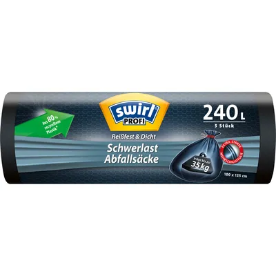Immagine prodotto di swirl 4008871216199 swirl Profi Schwerlast-Abfallsack, schwarz, 240 Liter