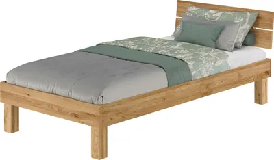 Produktbild von Holzbett Eiche massiv geölt Einzelbett 100x200 Bettgestell Zubehör wählbar V-60.88-10ohne Zubehör