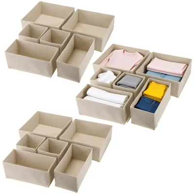 Schubladen-Organizer 18-tlg., Stoff, 3 Größen, faltbar, Beige