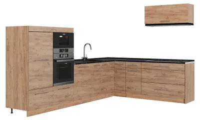 Immagine prodotto di Cucina angolare completa Vicco Fame-Line Rovere dorato/Rovere dorato 327 x 227 cm, PL Antracite, Model 64392