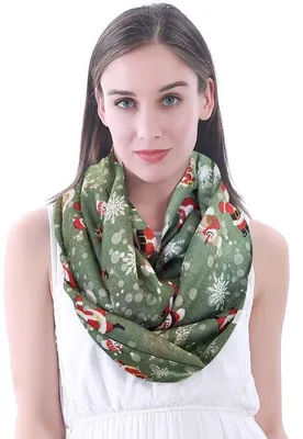Immagine prodotto di Sciarpa Unyqoos® per donna: sciarpa leggera e morbida con motivo natalizio festivo, larghezza 90 cm, circonferenza 180 cm, adatta per tutto l'anno