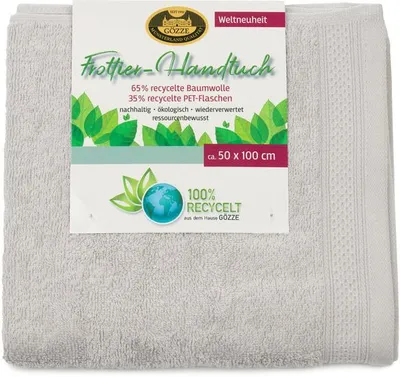 Produktbild von GÖZZE Frottierserie aus recycelten Materialien weiches saugfähiges nachhaltiges Duschtuch Silber 70 x 140 cm
