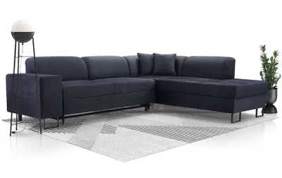 Image de AX LIVING Canapé bleu Dianante Canapé en L avec fonction sommeil 285 cm D