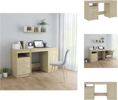 Image de vidaXL Bureau Chêne Sonoma 140x50x76 cm Bois composite - Bureaux