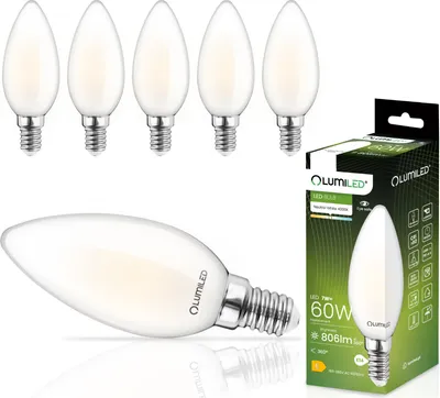 Produktbild von LUMILED B35 E14 LED Lampe 6 Stück Set 7W (ersetzt 70W) 770 Lumen Birnen Milch Glas Leuchtmittel Kerze 4000K Neutralweiß Lampen 360° Birnen