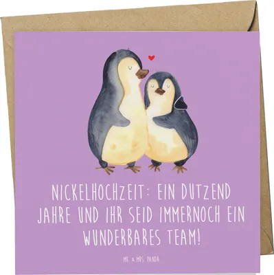 Produktbild von Mr. & Mrs. Panda Grußkarte 12. Hochzeitstag Nickelhochzeit - Lavendeltraum - Geschenk, Glückwunschkarte, Heirat, Feier, Partnerschaft, anlasskarte, Heiraten, Jubiläum