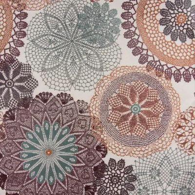 Produktbild von Polsterstoff Meterware Dekostoff Doily Mandala Blumen rotbraun
