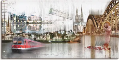 Produktbild von ARTland Leinwandbild Köln Skyline Collage I Größe: 100x50 cm