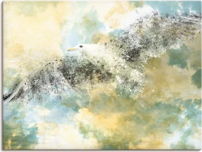 Produktbild von ARTland Leinwandbild Verschwindende Möwe Größe: 120x90 cm