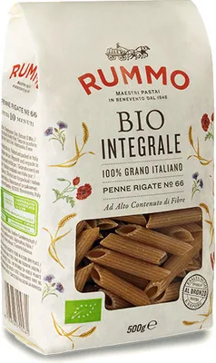 Produktbild von 16x Rummo Pasta Agricoltura Biologica Biologische Landwirtschaft Integrale Vollkorn Penne Rigate N.66 500g
