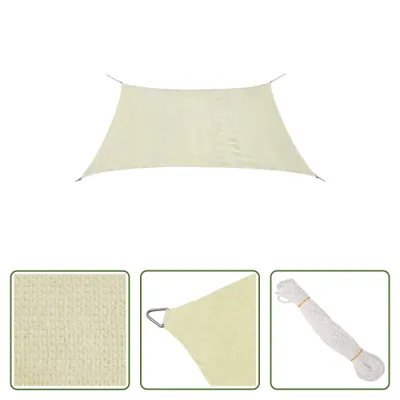 Image de The Living Store Voile d'ombrage HDPE carrée 3,6 x 3,6 m crème