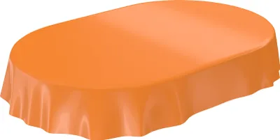 Produktbild von Tischdecke Wachstuch PVC abwaschbar Einfarbig Orange Oval 200x140cm Schnittkante