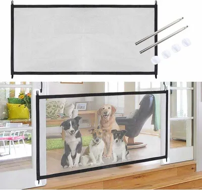 Produktbild von Hundezaun aus Netzgewebe, erweiterbares Sicherheitstor für Hunde, Kinderzaun, Haustiernetz, faltbar, tragbar, Türzaun, Treppe, Hundetor – Adélala